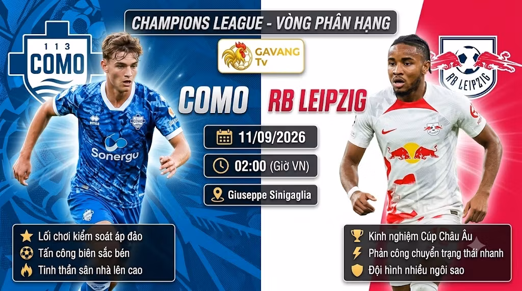 Nhận định bóng đá trận Como vs RB Leipzig vòng phân hạng Champions League